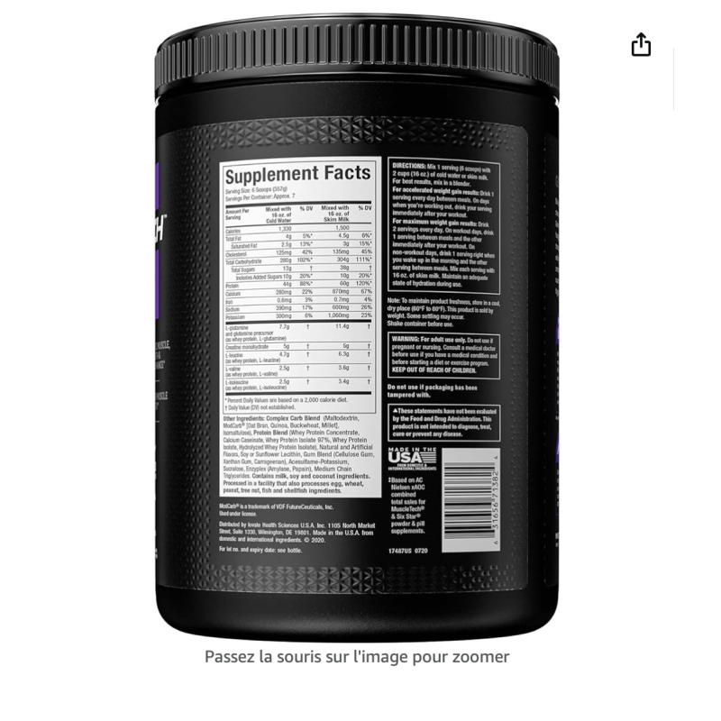 100% Mass Gainer, Vanilla Milkshake - 2330g