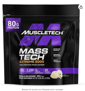 MuscleTech Mass-Tech Extreme 2000, Vanilla Milkshake