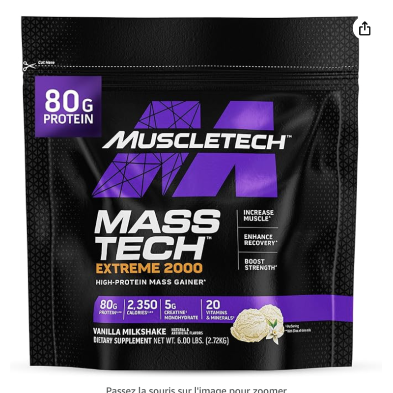 MuscleTech Mass-Tech Extreme 2000, Vanilla Milkshake