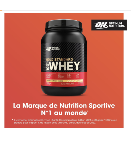 Optimum Nutrition Gold Standard 100% Whey, Vanille Française, 900 g