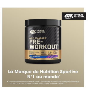 Optimum Nutrition Gold Standard Pre Workout en poudre, goût Framboise acidulée, 330 g