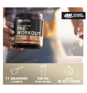 Optimum Nutrition Gold Standard Pre Workout en poudre, goût Framboise acidulée, 330 g