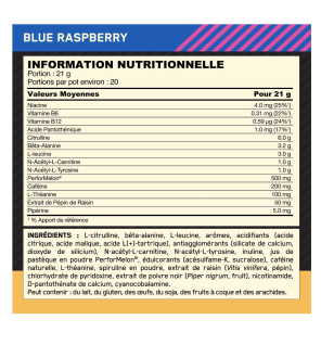 Optimum Nutrition Platinum, saveur Framboise Bleue, 420 g