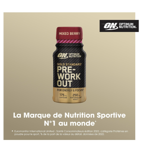 Optimum Nutrition Gold Standard Shots énergétiques Pre Workout, Goût Mélange de baies, 12 x 60 ml